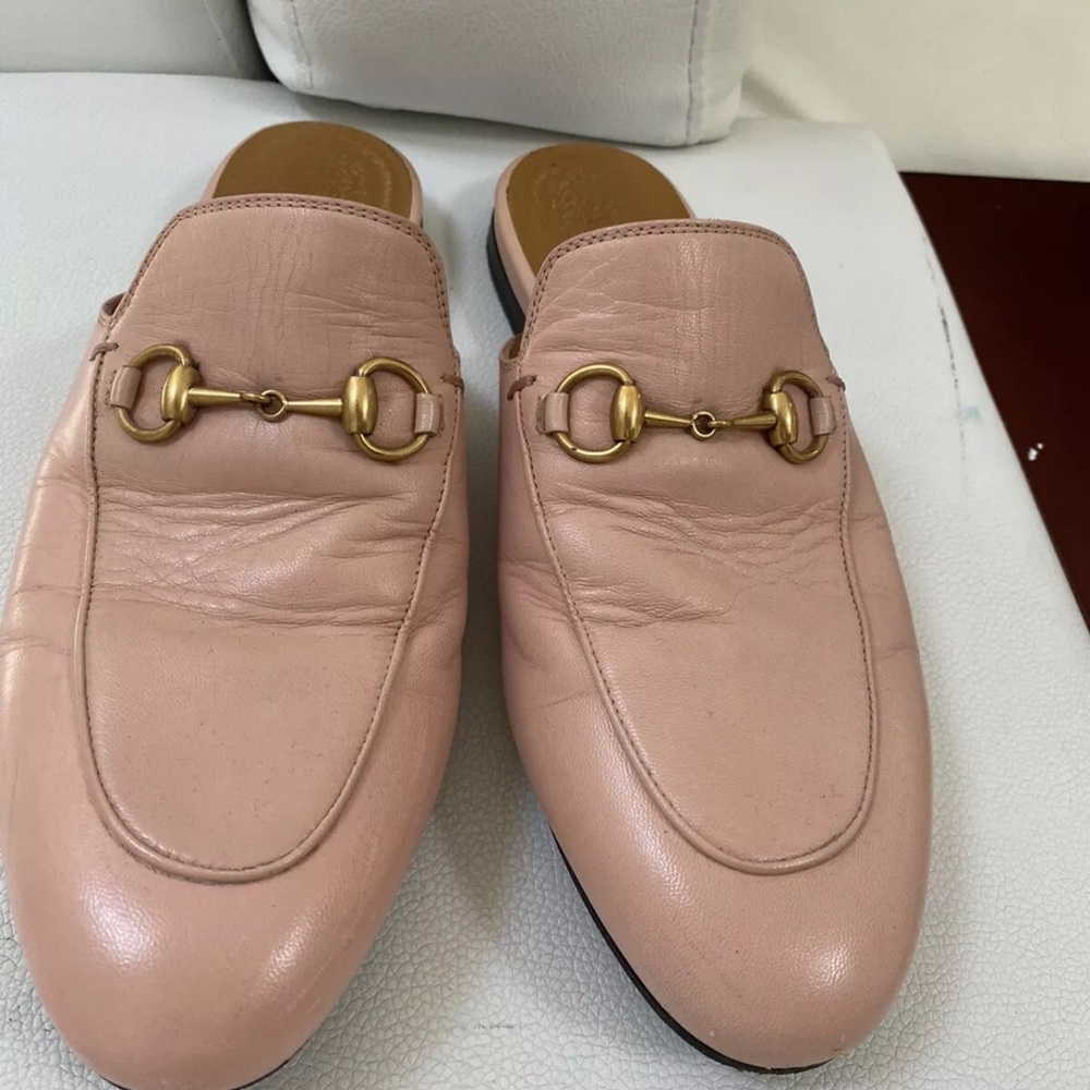 gucci pink princetown leather mules